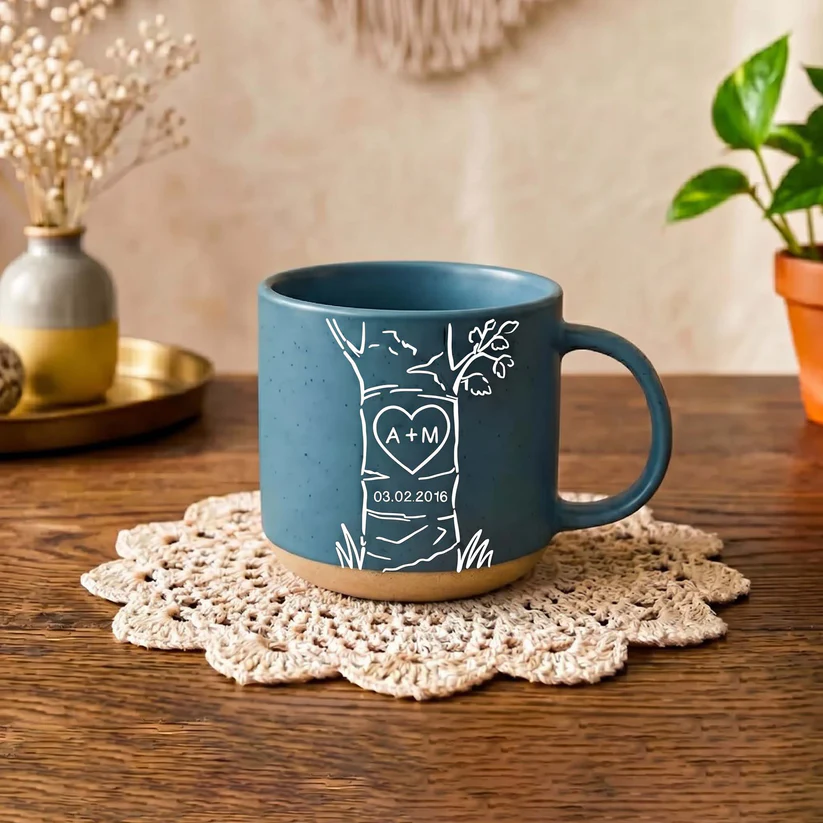 Custom Name & Date Anniversary Gifts For Couple - Personalized Pottery Mug - Wedding, Anniversary Gift For Couples, Wife/Husband