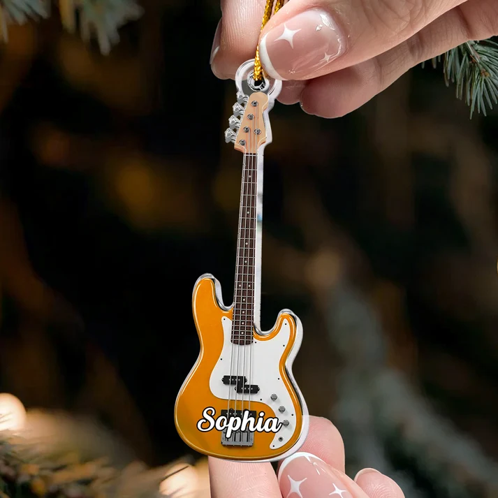 Custom Name Guitar Type Christmas - Personalized Custom Shaped Acrylic Ornament - Christmas Gift For Guitarist, Guitar Lovers