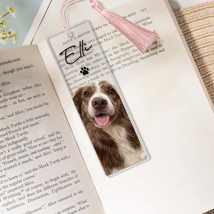 Custom Photo Portrait Dog/Cat - Personalized Acrylic Bookmark - Gift for Dog Lovers, Cat Lovers, Pet Lovers, Book Lovers