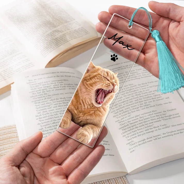 Custom Photo Portrait Dog/Cat - Personalized Acrylic Bookmark - Gift for Dog Lovers, Cat Lovers, Pet Lovers, Book Lovers