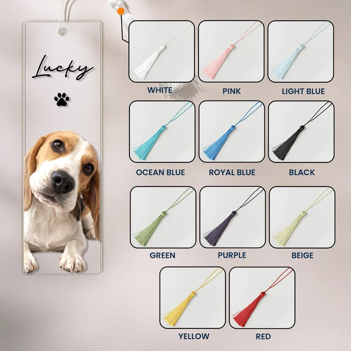 Custom Photo Portrait Dog/Cat - Personalized Acrylic Bookmark - Gift for Dog Lovers, Cat Lovers, Pet Lovers, Book Lovers