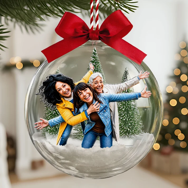 Custom Photo Senior Friend Christmas Snow Ball - Personalized Ball Ornament - Gifts Idea for Besties, Friends, Sisters
