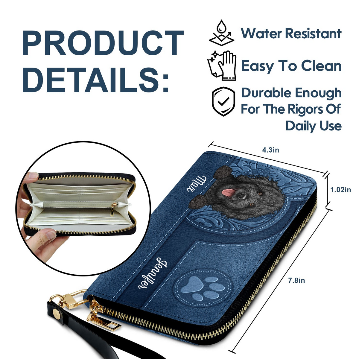 Cute Dogs And Cats Aesthetic Pattern - Personalized Leather Long Wallet - Gift For Pet Lovers, Dog Mom, Cat Mom