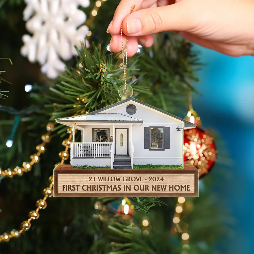 Custom Photo First Christmas In Our New House custom shaped acrylic ornament, alternate view 2
