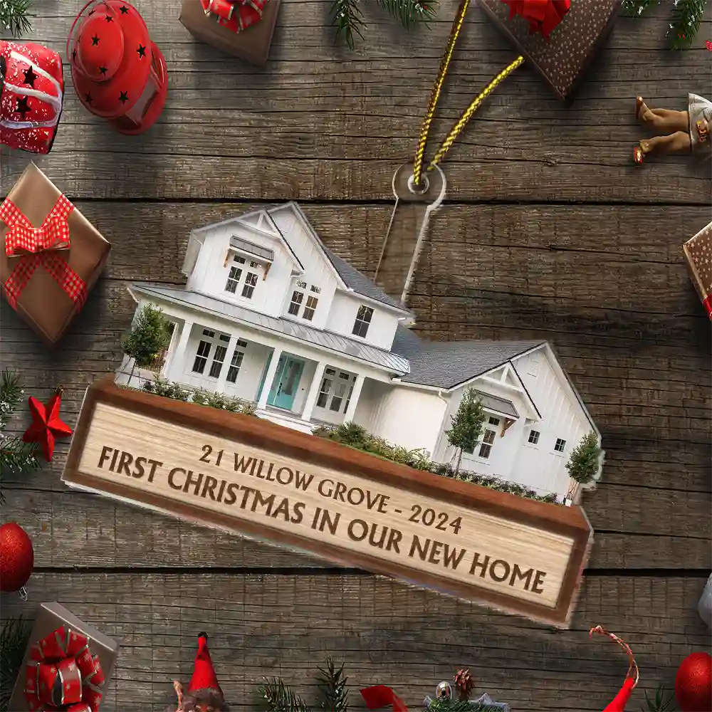 Custom Photo First Christmas In Our New House custom shaped acrylic ornament, alternate view 5