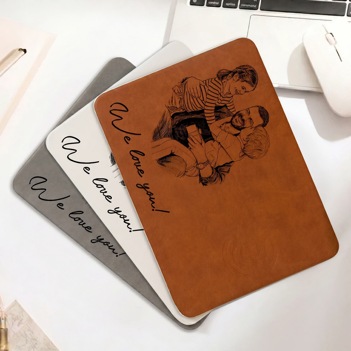 Custom Photo Dad Sketch Line Art - Personalized Charging Pad - Father's Day Gift for Dad, Daddy, Husband