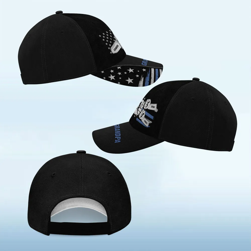 Dad Grandpa Fist Bump Nation Flag - Personalized Classic Cap - Gift For Dad, Grandpa, Husband