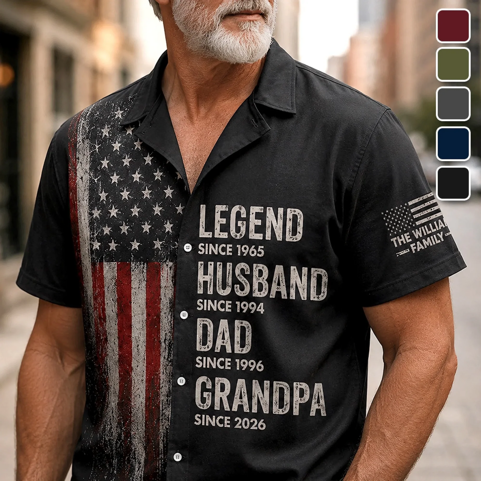 Dad Makes Life Brighter - Personalized Hawaiian Shirt - America 250th Anniversary Gift for Husband, Dad, Papa, or Grandpa