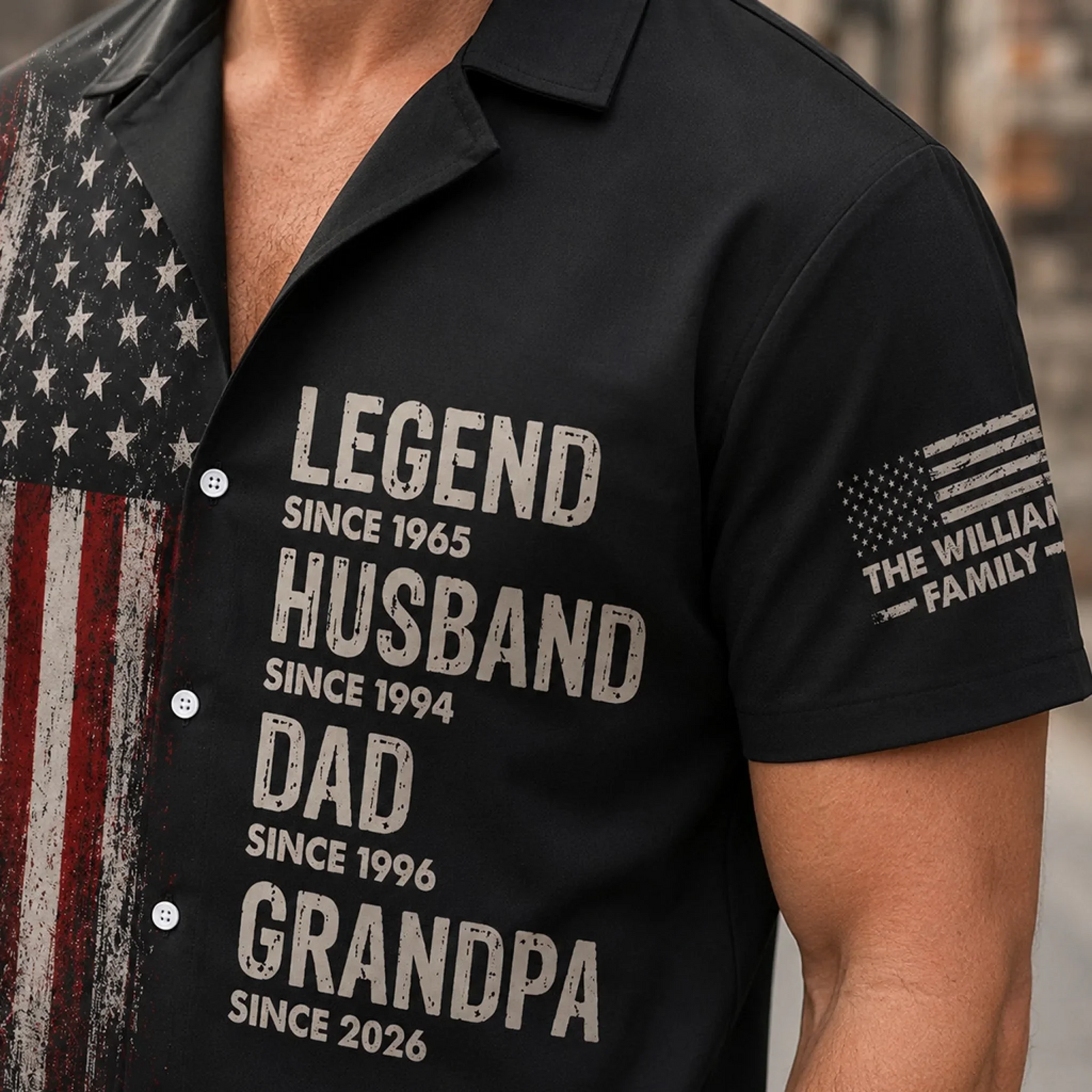 Dad Makes Life Brighter - Personalized Hawaiian Shirt - America 250th Anniversary Gift for Husband, Dad, Papa, or Grandpa
