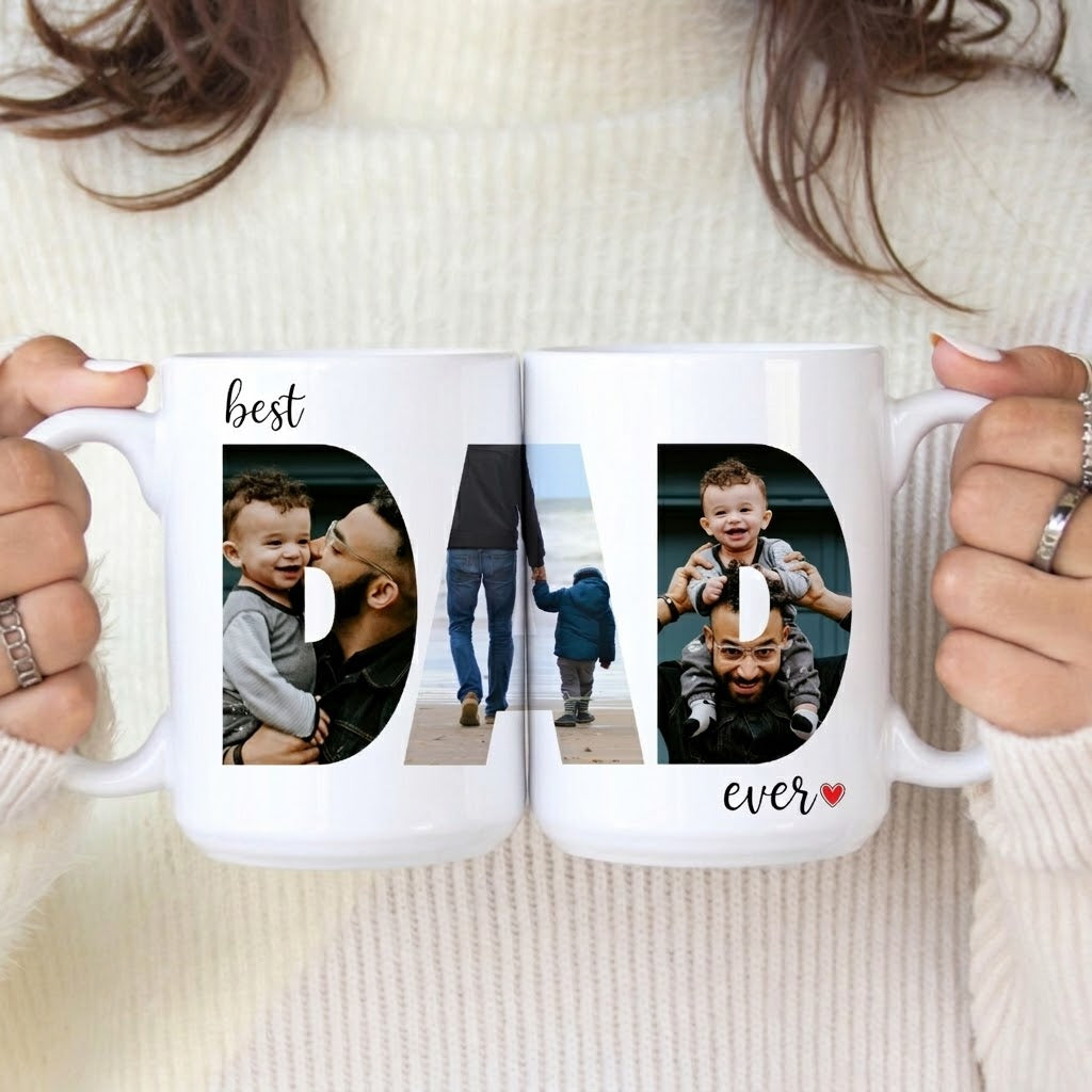 Custom Photo Best Dad Ever - Personalized Custom Mug - Father's Day Gift For Dad, Daddy, Papa