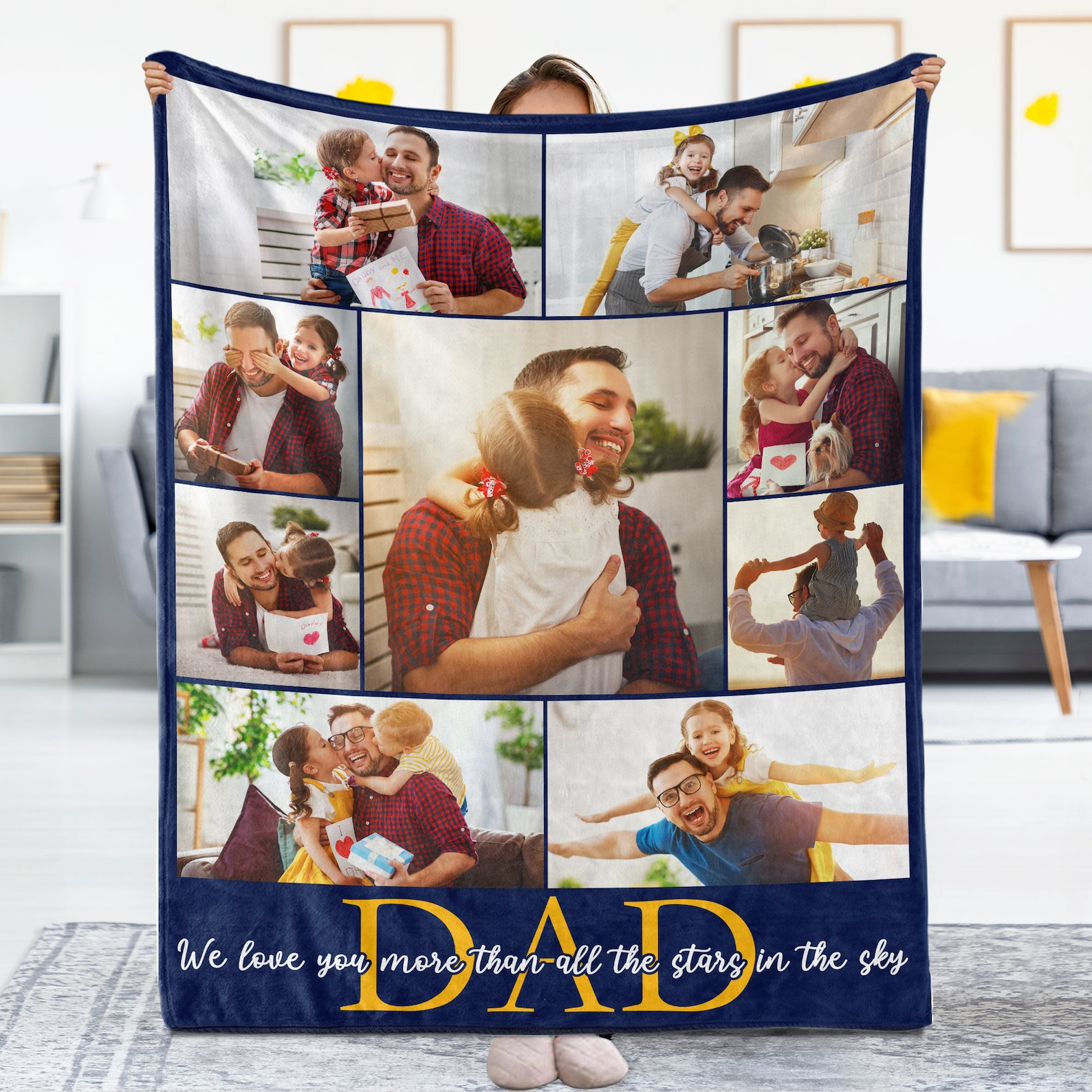Custom Photo Dad We Love You - Personalized Custom Blanket - Father's Day Gift Ideas For Dad, Daddy, Papa