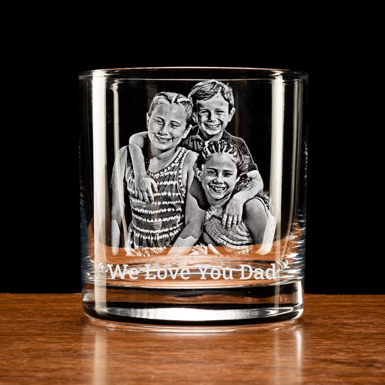 Custom Photo - Personalized Custom Whiskey Glass - Father's Day Gift for Dad, Daddy, Grandpa