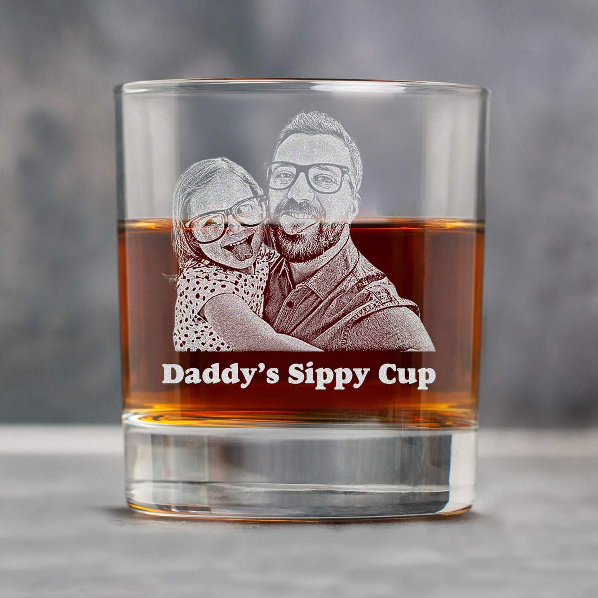 Custom Photo - Personalized Custom Whiskey Glass - Father's Day Gift for Dad, Daddy, Grandpa
