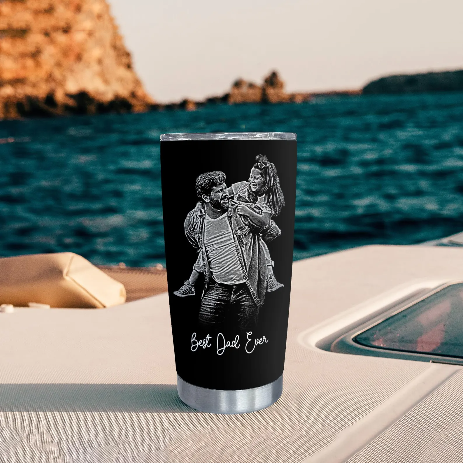 Custom Photo Best Dad Ever - Personalized Custom 20oz Fat Tumbler Cup - Father's Day Gift For Dad, Daddy, Papa, Grandpa