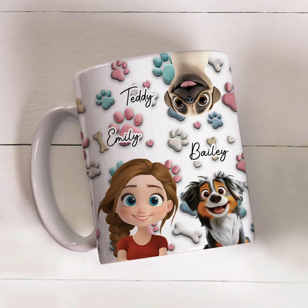 Dog And Woman Cartoon - Personalized Mug - Gift For Her, Dog Lovers, Pet Lovers, Dog Mom