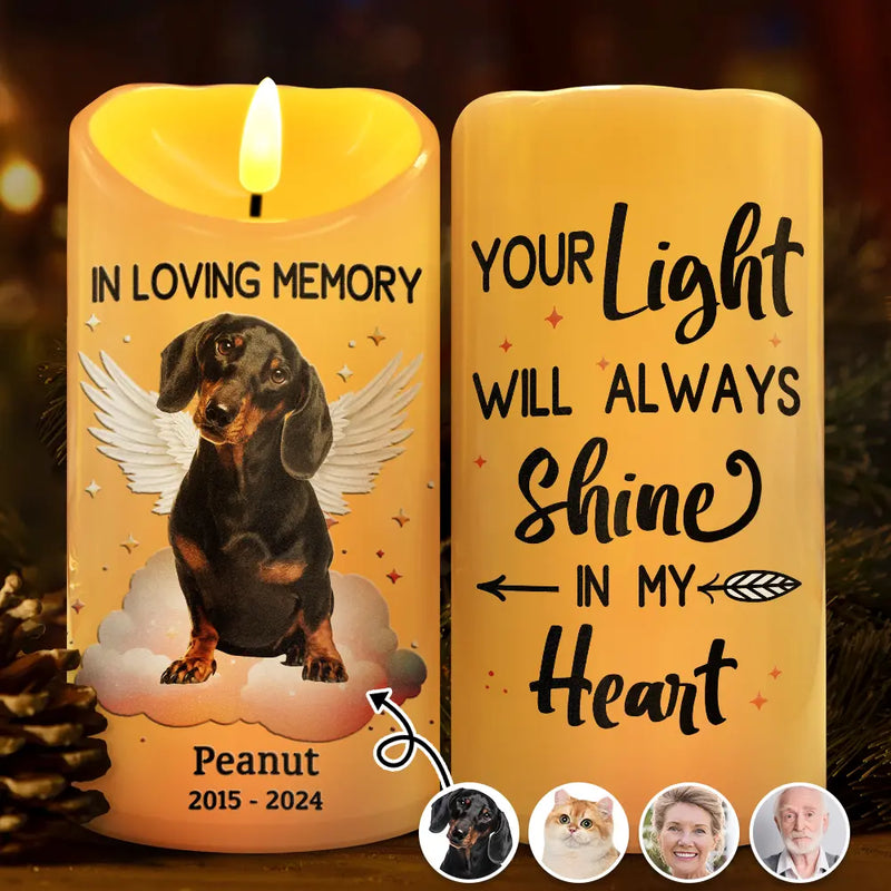 Custom Photo Dog Cat Pet Memorial - Personalized Custom LED Candle - Sympathy Gift For Family Members
