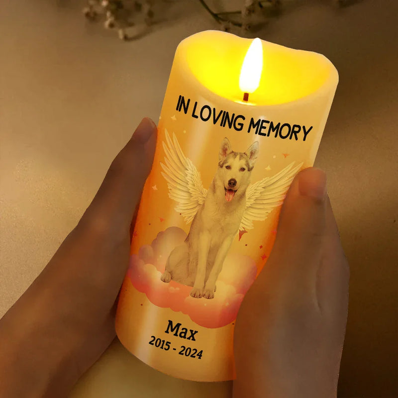 Custom Photo Dog Cat Pet Memorial - Personalized Custom LED Candle - Sympathy Gift For Family Members