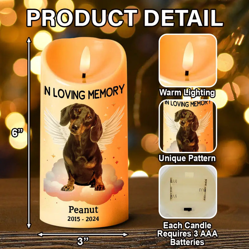 Custom Photo Dog Cat Pet Memorial - Personalized Custom LED Candle - Sympathy Gift For Family Members