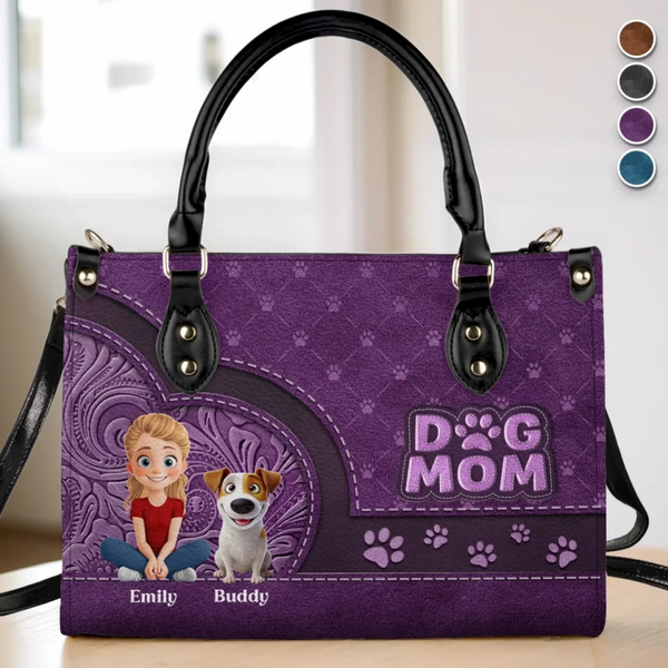 Dog/Cat Mom, More Love And Less Bark - Personalized Leather Handbag for Dog/Cat Lovers, Dog/Cat Mom, Pet Lovers | Custom Gift