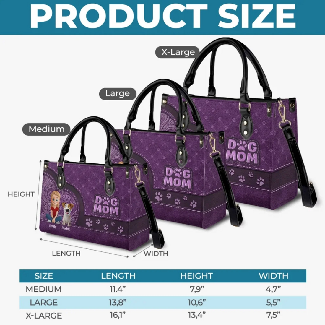 Personalized Dog/Cat Mom, More Love And Less Bark leather handbag, carried outdoors