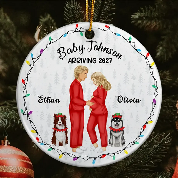 Dog Parents To Human Parents Baby Expecting - Personalized Ceramic Ornament - Christmas Gift for Pregnant Woman