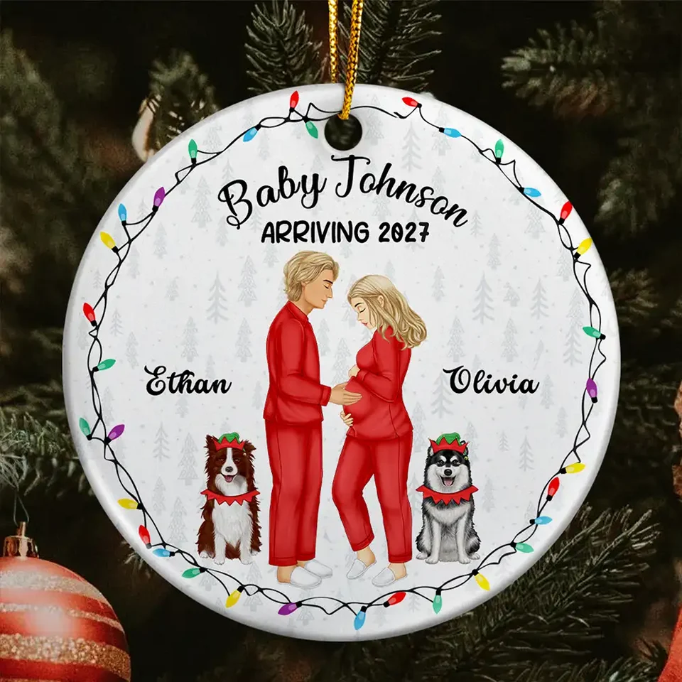 Dog Parents To Human Parents Baby Expecting - Personalized Ceramic Ornament - Christmas Gift for Pregnant Woman