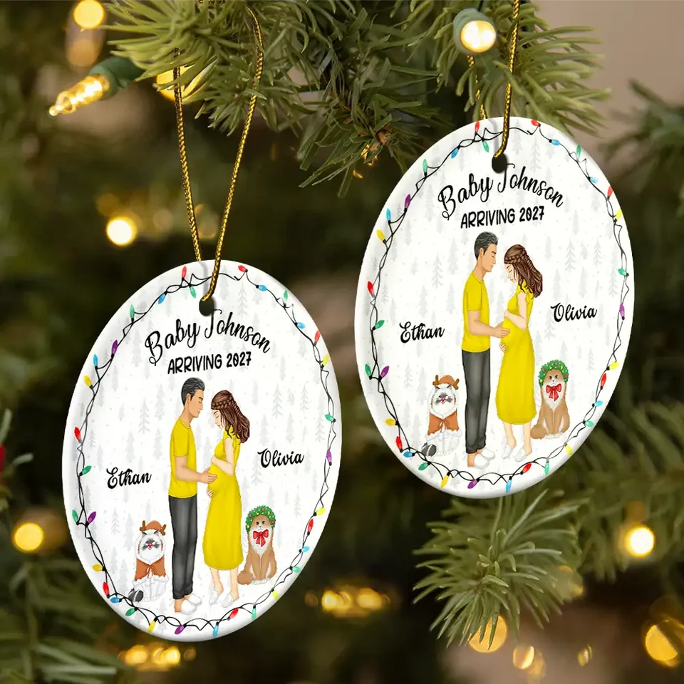 Dog Parents To Human Parents Baby Expecting - Personalized Ceramic Ornament - Christmas Gift for Pregnant Woman
