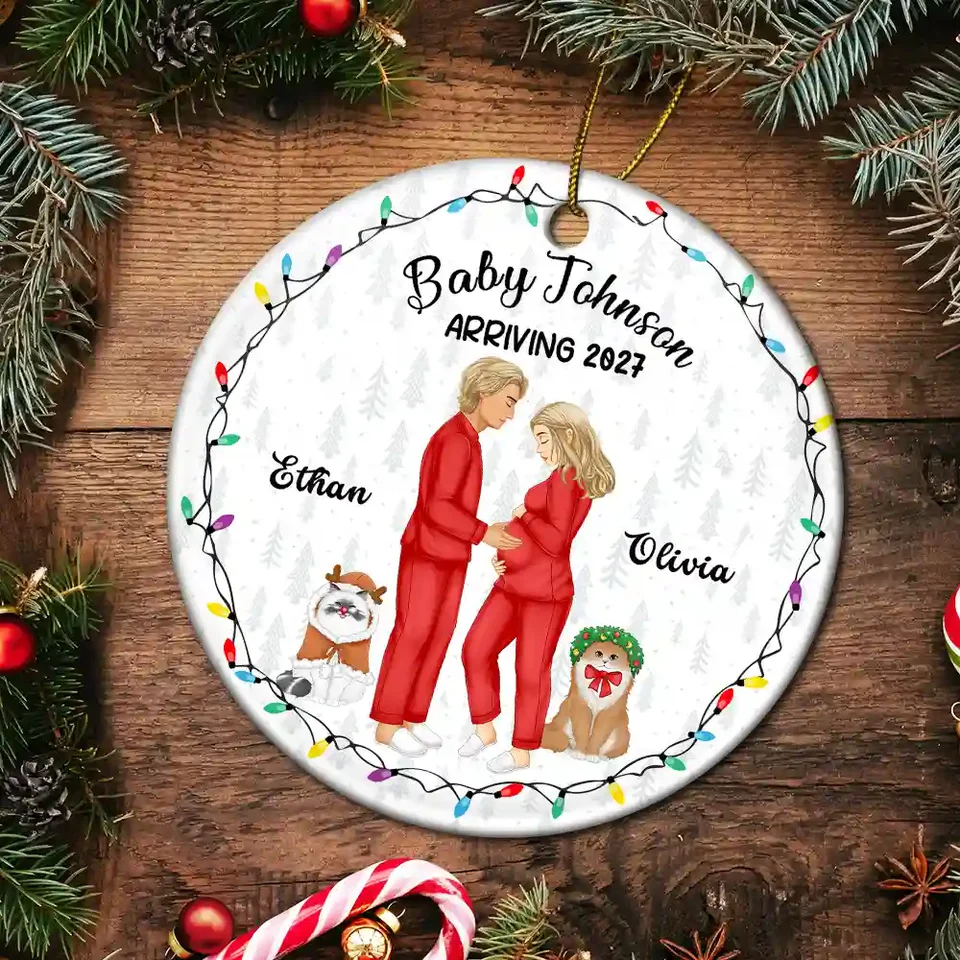 Dog Parents To Human Parents Baby Expecting - Personalized Ceramic Ornament - Christmas Gift for Pregnant Woman