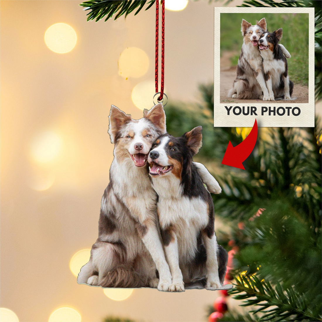 Custom Photo Pet Ornament personalized custom shaped acrylic ornament, main view