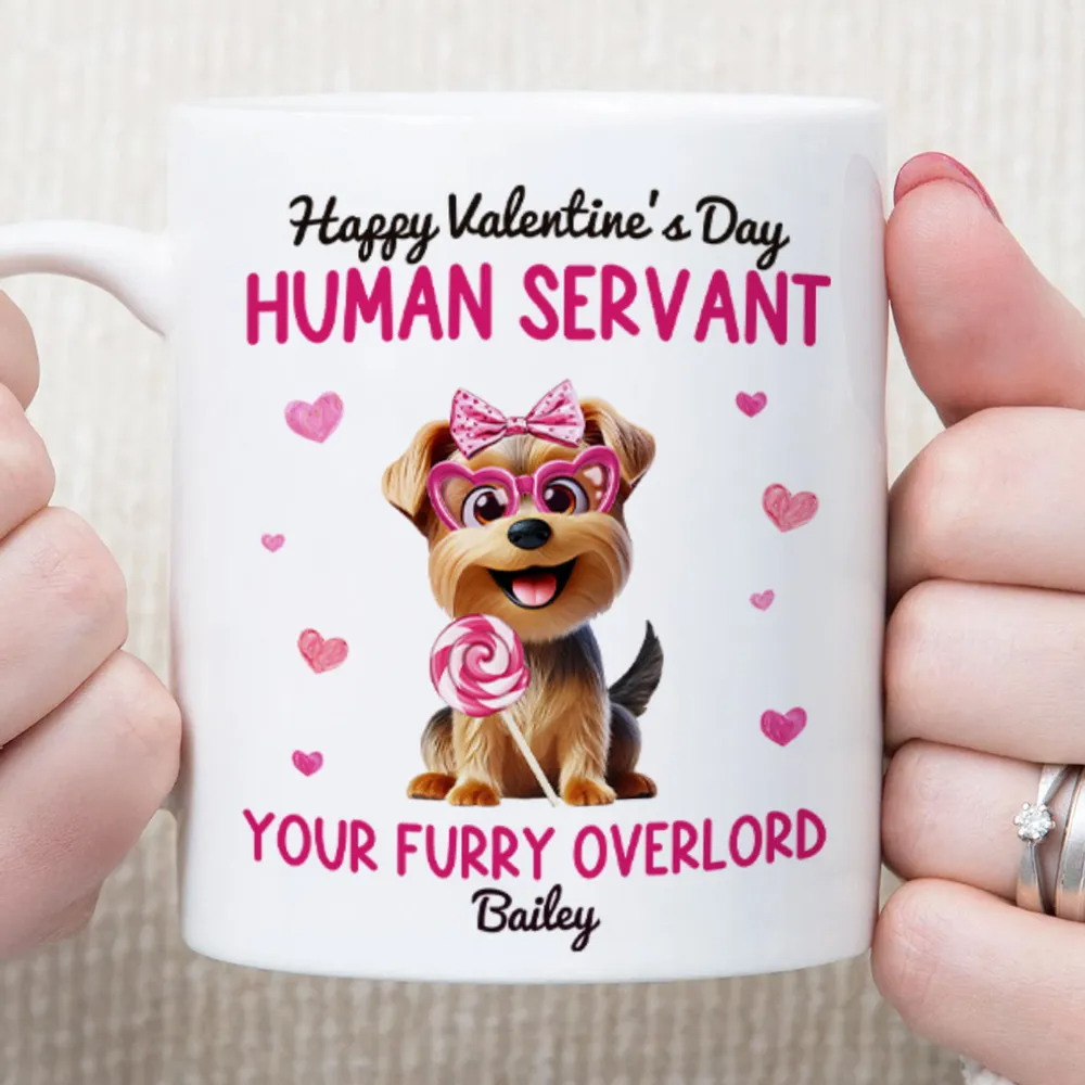 Personalized Happy Valentine's Day Human Servant mug, alternate view 4