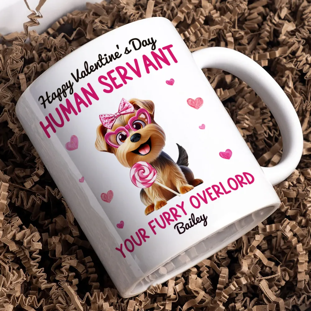 Personalized Happy Valentine's Day Human Servant mug, alternate view 3