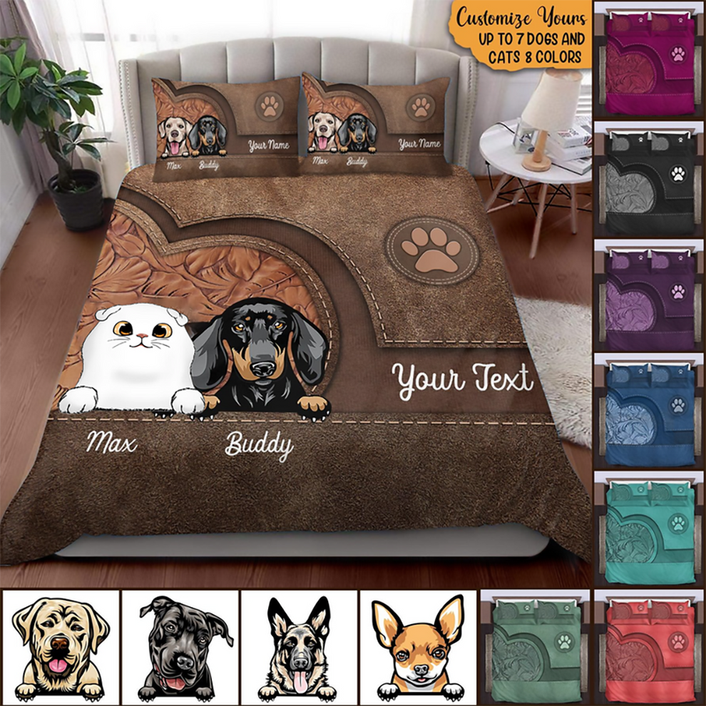 Dogs &amp; Cats Personalized Bedding Set - Gift For Dog/Cat Lovers, Dog/Cat Mom, Dog/Cat Dad, Pet Owner Gift