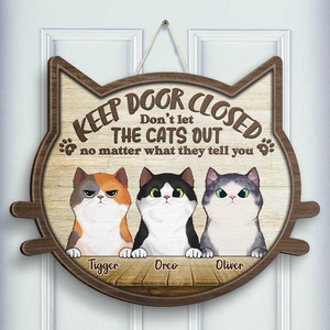 Welcome To Our Home Peeking Cats - Personalized Custom Shaped Wood Sign - Gift for Cat Lovers, Cat Mom, Cat Dad