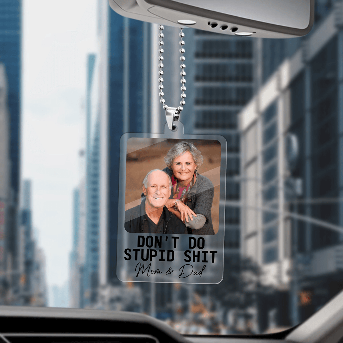 Don't Do Stupid Shit - Personalized Photo Car Ornament Hanging, Gift For Him, Her, Gift For Teen, Gift From Mom, Teen Gift, Graduation Gift Hanger
