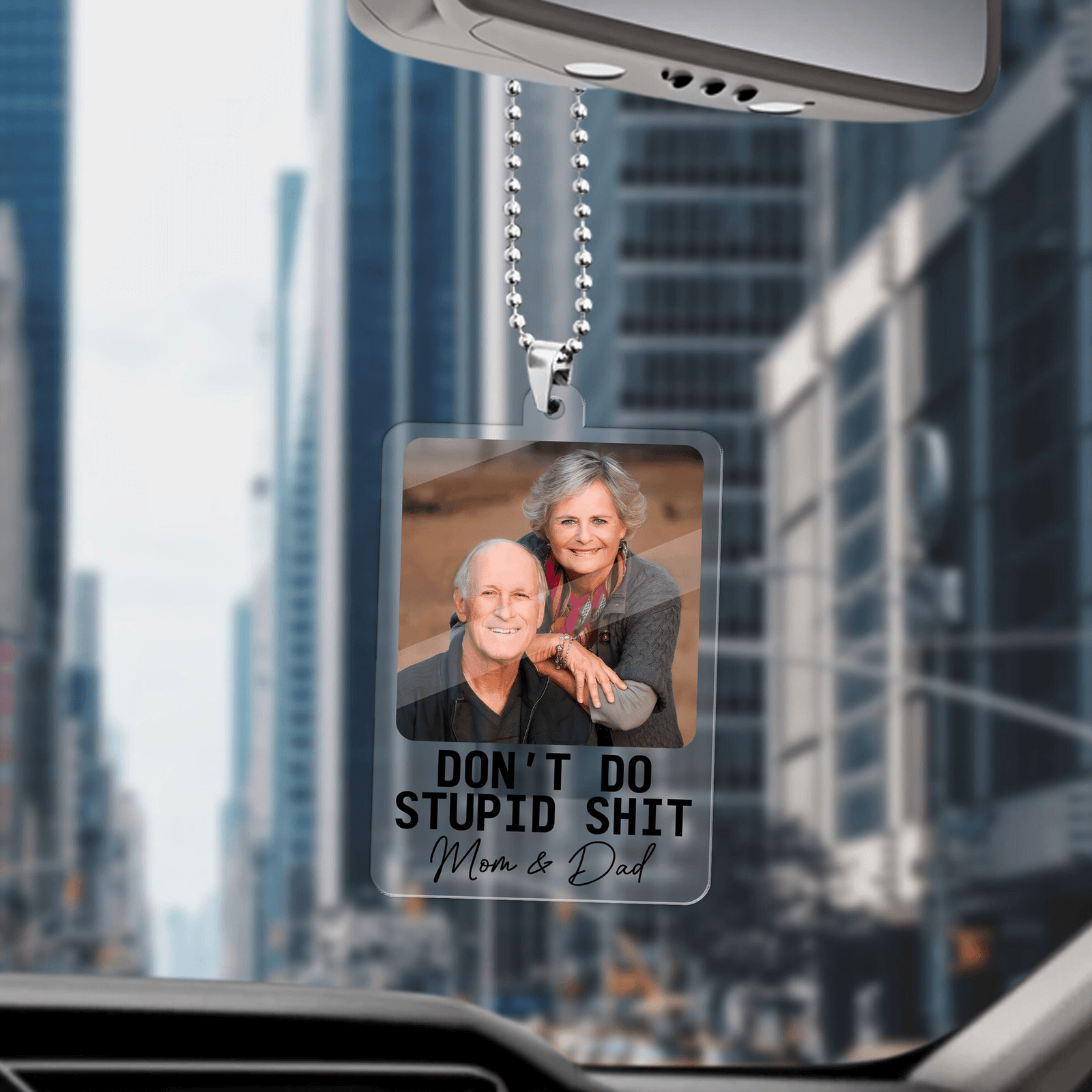 Don't Do Stupid Shit - Personalized Photo Car Ornament Hanging, Gift For Him, Her, Gift For Teen, Gift From Mom, Teen Gift, Graduation Gift Hanger