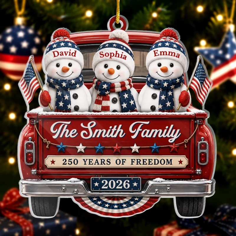Driven By Love United By Freedom - Personalized Custom Shaped Acrylic Ornament - America 250th Anniversary Christmas Gifts For Mom, Dad, Brother, Sister