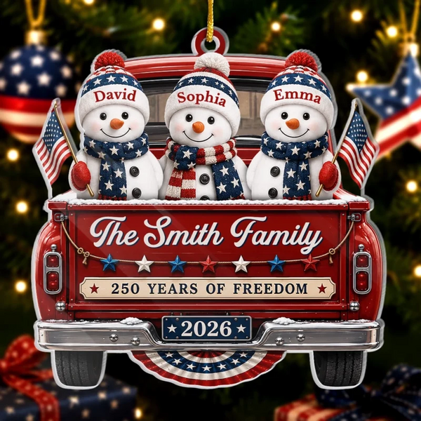 Driven By Love United By Freedom - Personalized Custom Shaped Acrylic Ornament - America 250th Anniversary Christmas Gifts For Mom, Dad, Brother, Sister