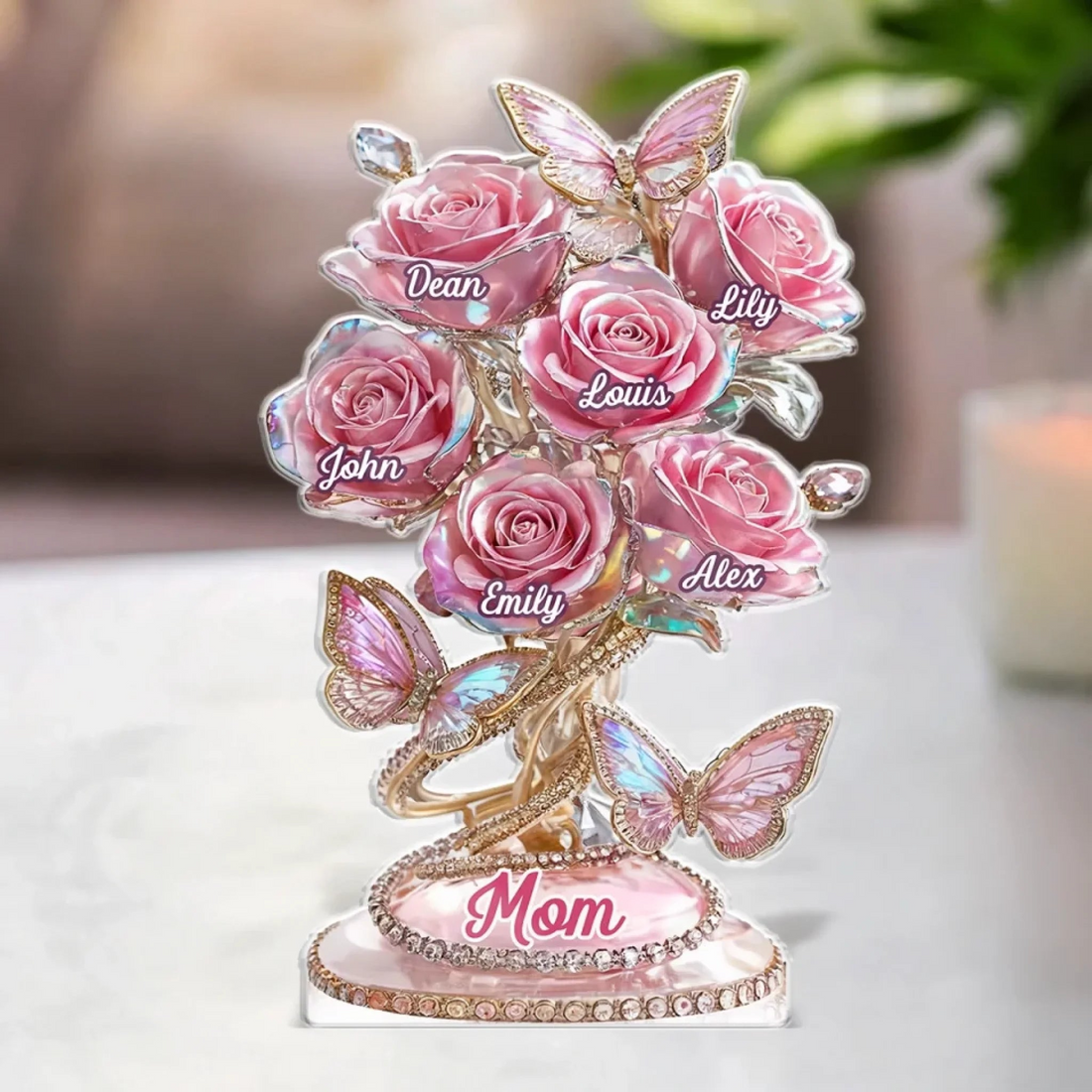 Each Rose Holds A Piece Of Your Heart - Personalized Acrylic Plaque Custom Shape - Mother's Day Gift For Mom, Grandma