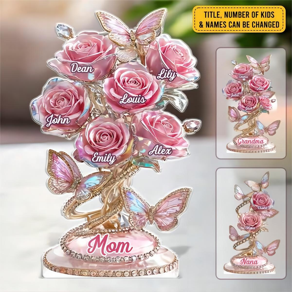 Each Rose Holds A Piece Of Your Heart - Personalized Acrylic Plaque Custom Shape - Mother's Day Gift For Mom, Grandma