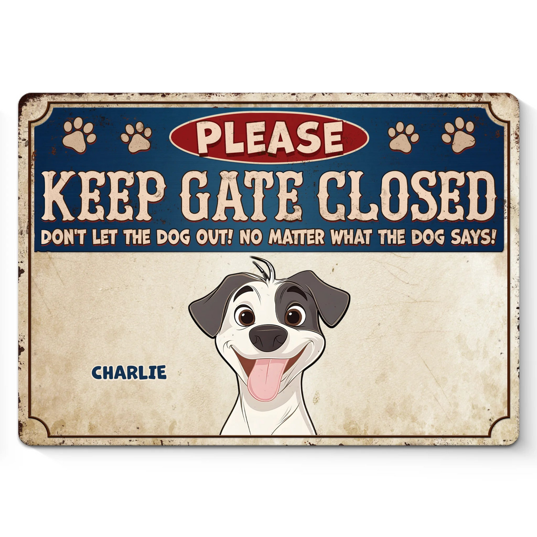 Personalized Escape Artists At Work Dog metal sign, alternate view 4