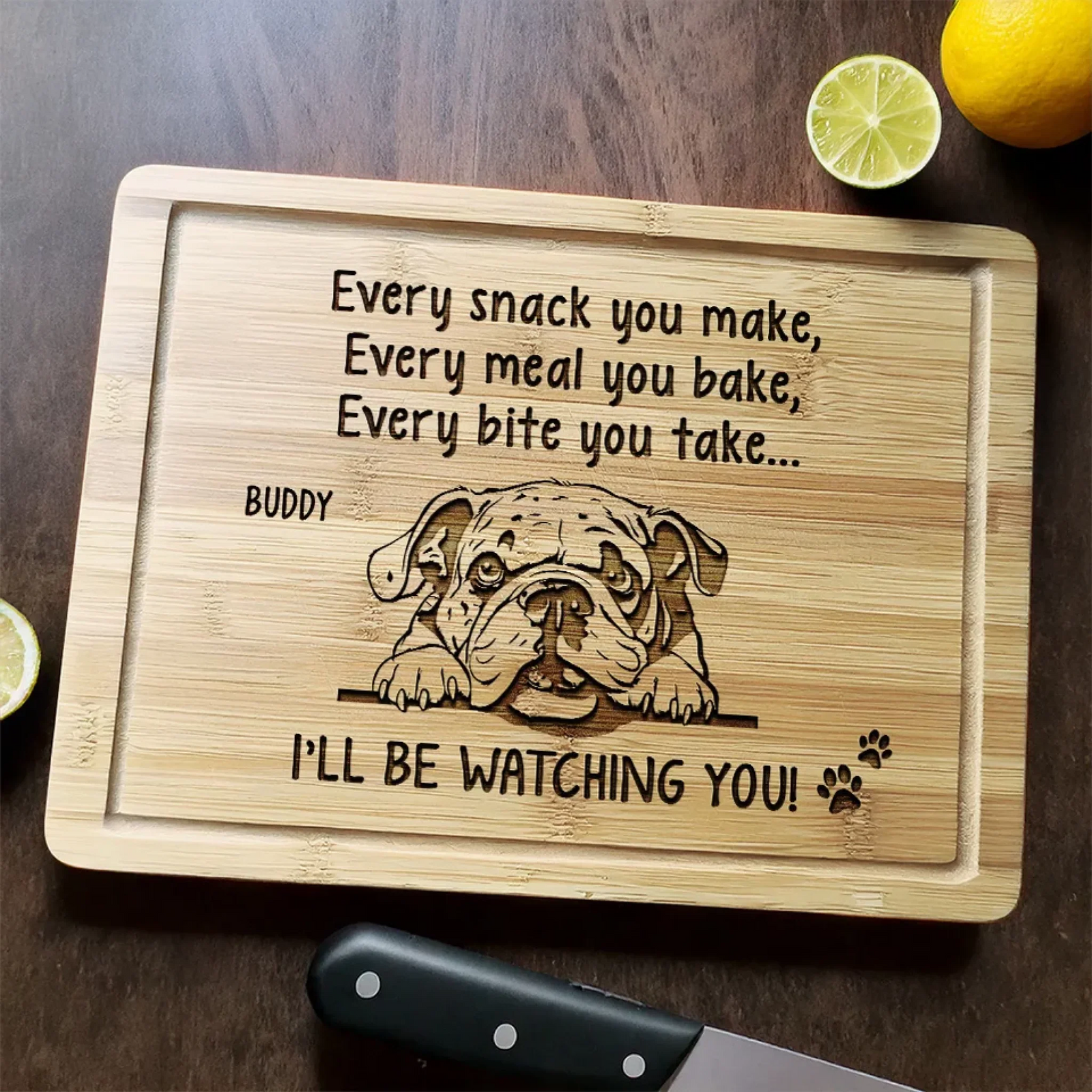 Every Snack You Make, I’ll Be Watching You - Personalized Engraved Wooden Cutting Board - Gift For Dog Owners, Dog Lovers