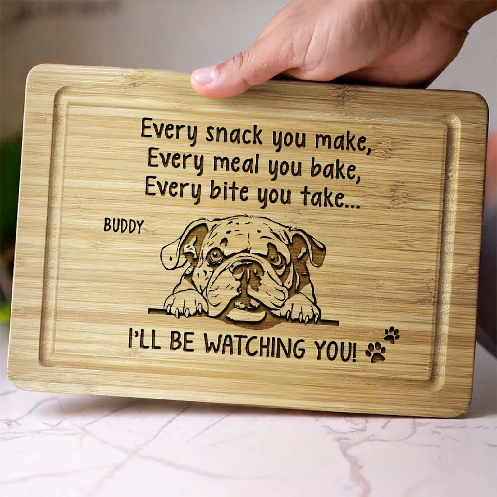Every Snack You Make, I’ll Be Watching You - Personalized Engraved Wooden Cutting Board - Gift For Dog Owners, Dog Lovers