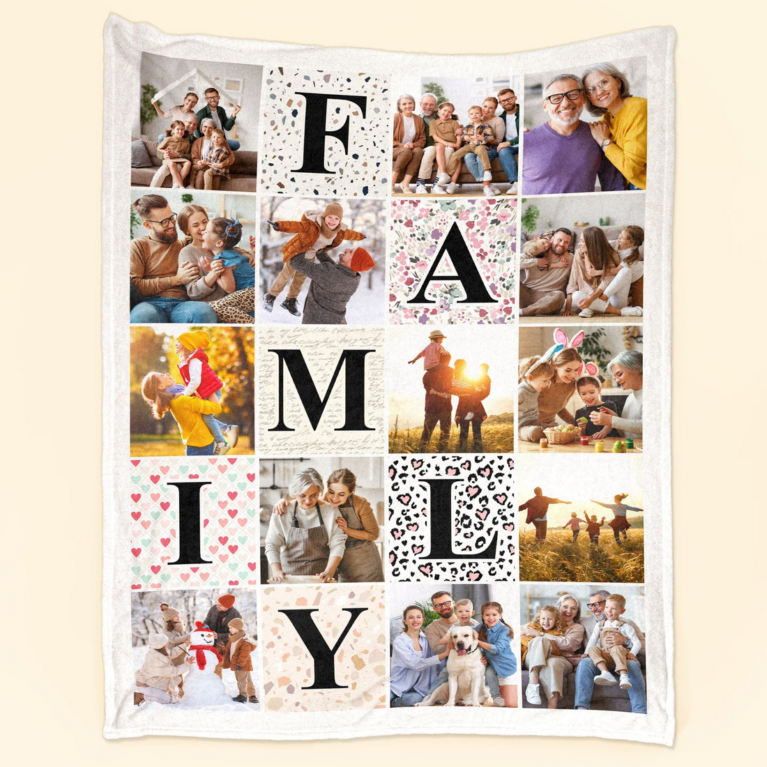 Personalized Custom Photo Family Photo Collage fleece blanket, soft fleece fabric close-up
