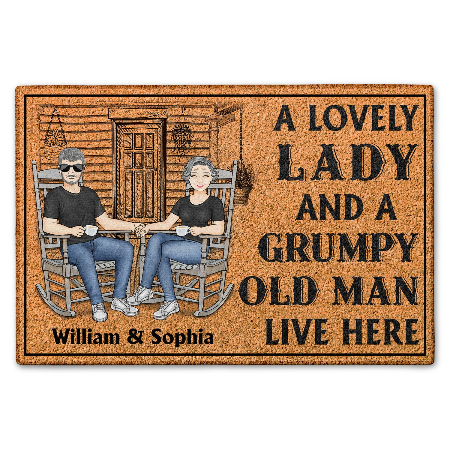 Family Couple Custom Doormat - A Lovely Lady And A Grumpy Old Man Live Here - Personalized Gift for Couple 1