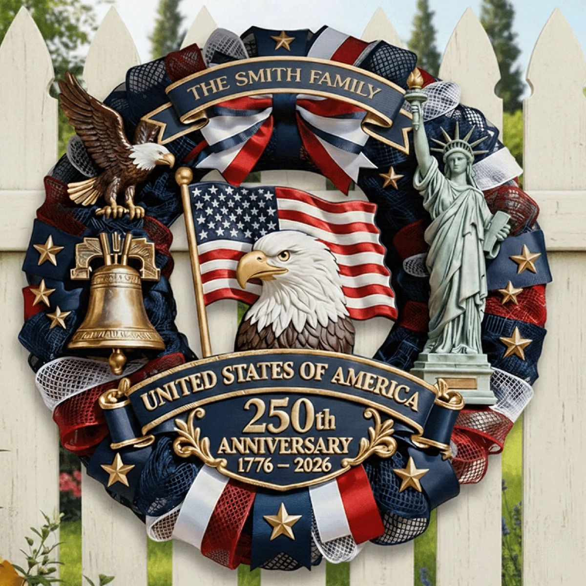 Family Forever United America 250th - Personalized Custom Shaped Wood Sign - America 250th Anniversary Gifts For Family, Mom, Dad, Brother, Sister