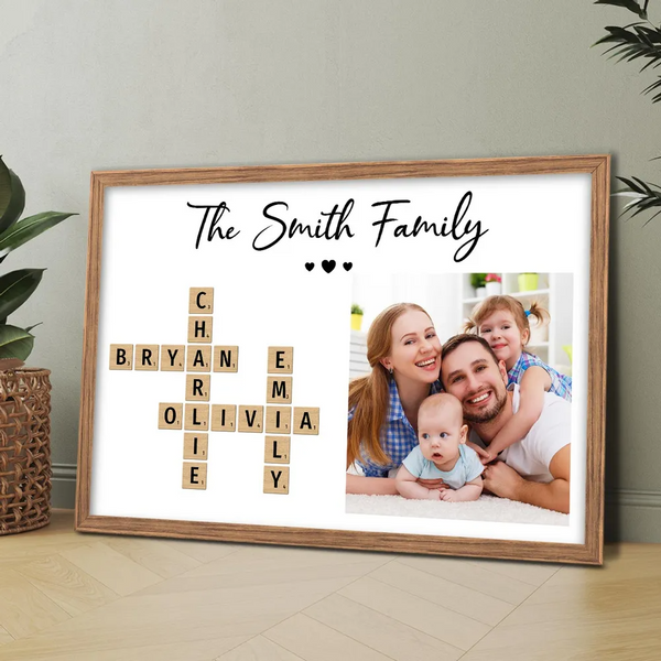 Custom Photo Family Make Your Own Crossword - Personalized Poster/Canvas Prints - Gift For Family Members, Mom and Dad