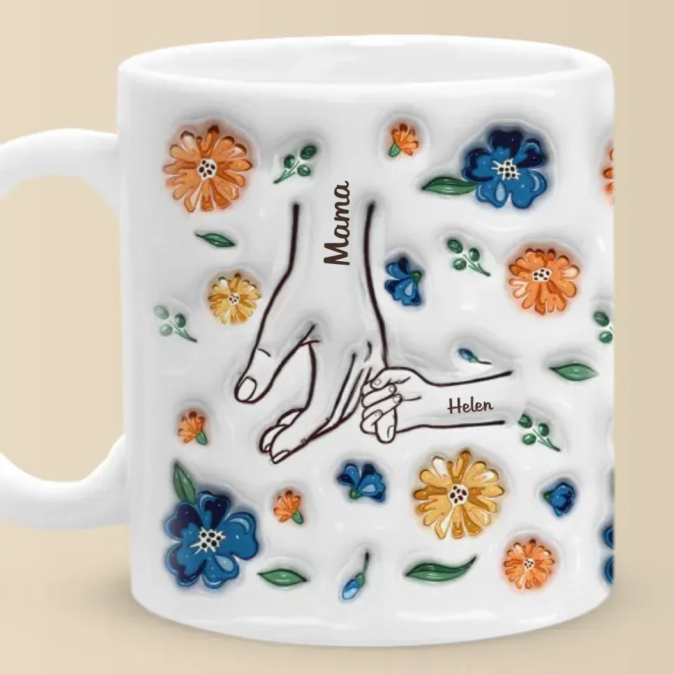 Family Over Everything Grandma Hold Our Hands - Personalized 3D Inflated Effect Printed Mug - Gift Ideas For Mom, Grandma, Nana