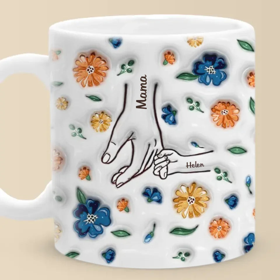 Family Over Everything Grandma Hold Our Hands - Personalized 3D Inflated Effect Printed Mug - Gift Ideas For Mom, Grandma, Nana
