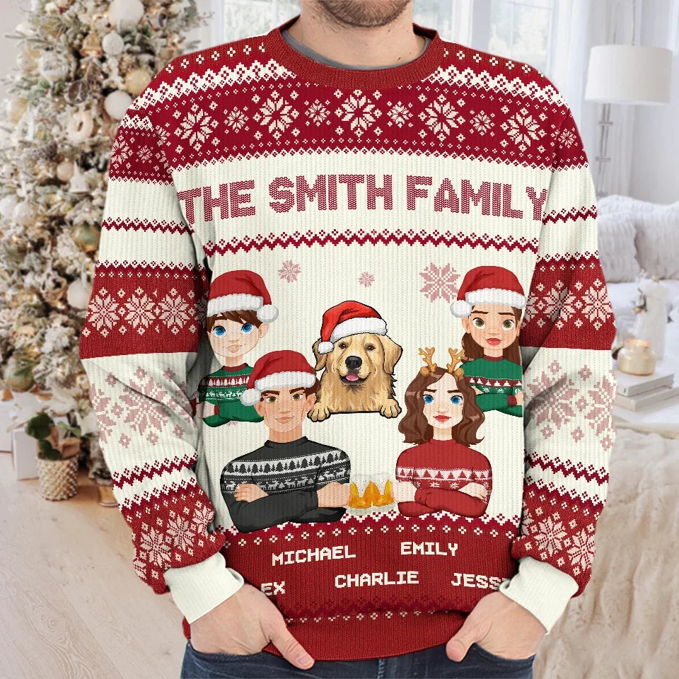 Stay Safe And Happy This Holiday Season - Christmas, Funny Gift For Family - Personalized Custom Ugly Sweater - Gift For Dad, Mom, Grandpa, Grandma