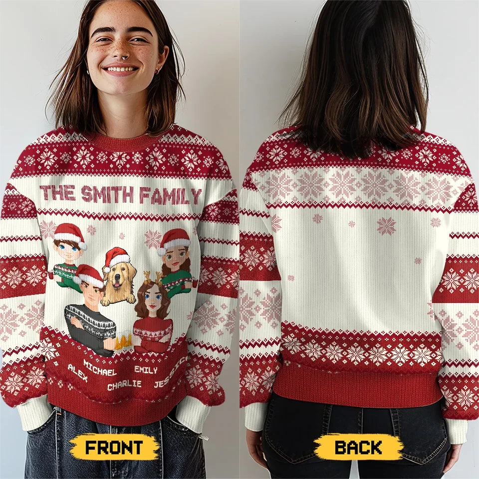 Stay Safe And Happy This Holiday Season - Christmas, Funny Gift For Family - Personalized Custom Ugly Sweater - Gift For Dad, Mom, Grandpa, Grandma